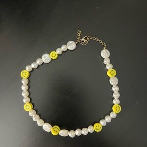 Pearl and Yellow Smiley Necklace